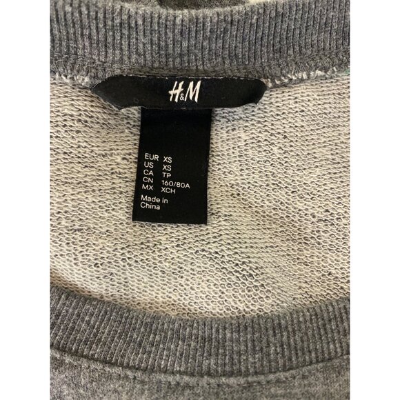 H&M Gray Studded Eagle Sweatshirt With Zipper Details Pullover Casual Sweater - Picture 6 of 7